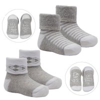 S520-G: Grey 2 Pack Anti-Slip Terry Socks (0-12 Months)